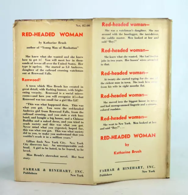 Katharine Brush 1st Edition 1932 Red Headed Woman Jean Harlow Film HC w/DJ 3