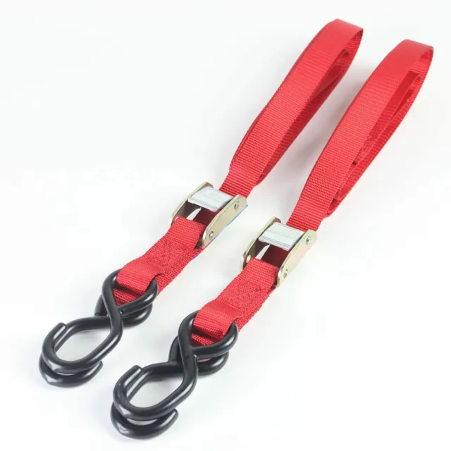 Motorcycle Tie Down Straps Auto Lock Transport Bike Van Trailer 1.8M X 25mm Pair 2