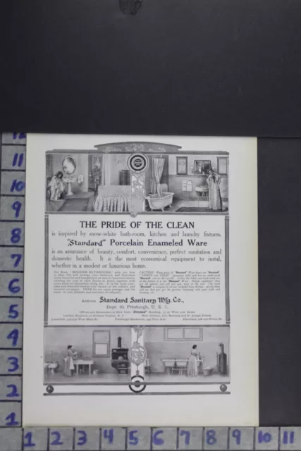 1907 Edwardian Decor Bathroom Tub Kitchen Standard Co Pitts Vintage Ad Ef013