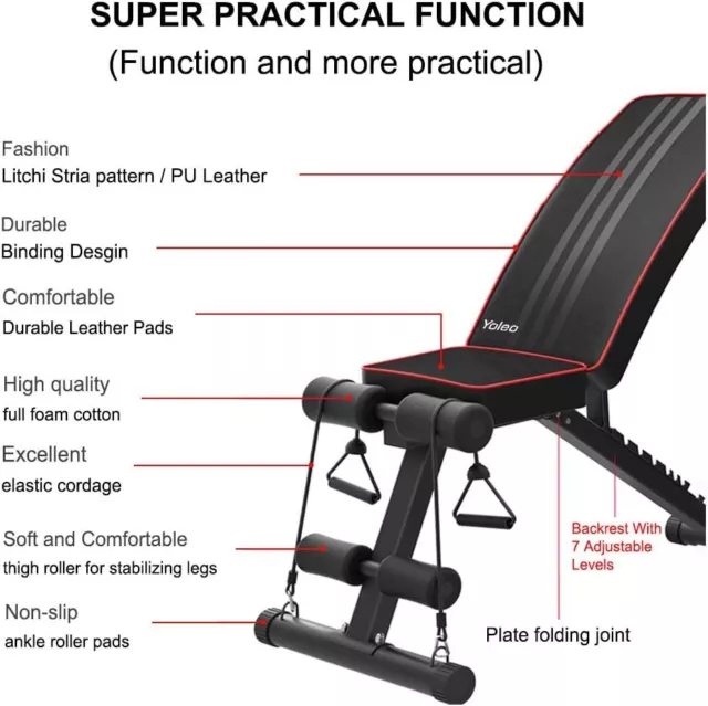 Foldable Dumbbell Bench Weight Training Fitness 7 Incline Adjustable Workout Gym