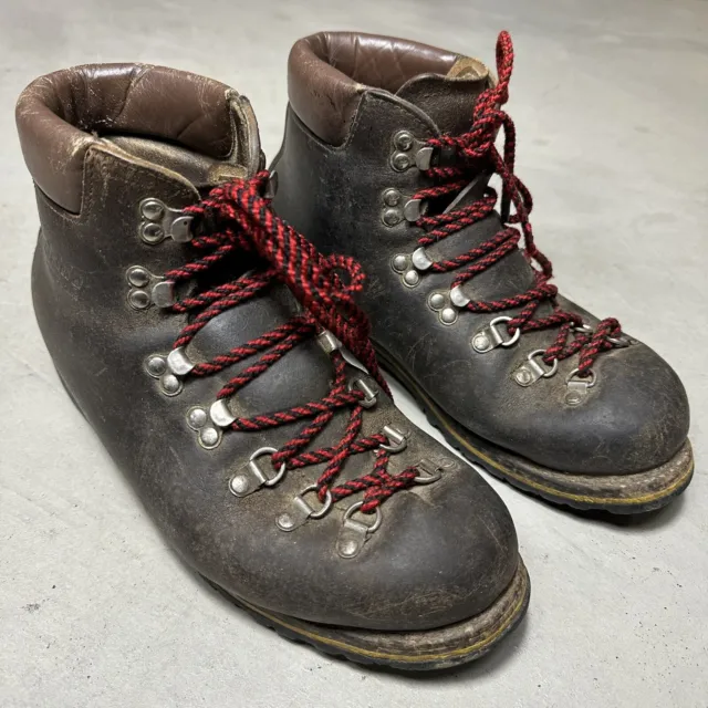 Vintage Raichle Leather Mountaineering Hiking Boots Brown Men’s Size 8.5