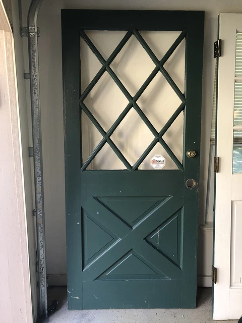 1 Vintage SOLID WOOD Exterior 12 Lite Diamond~36"x80" Entryway Door~NO SHIPPING