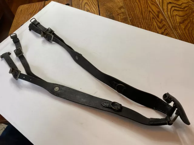 Post War CZECH COPY USED WW2 German Army Leather Equipment Y-STRAP Suspenders