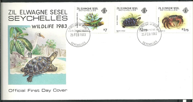 1110/Seychellen Äußere FDC ETB 1983 43-45 Schildkröte Krabbe Echse