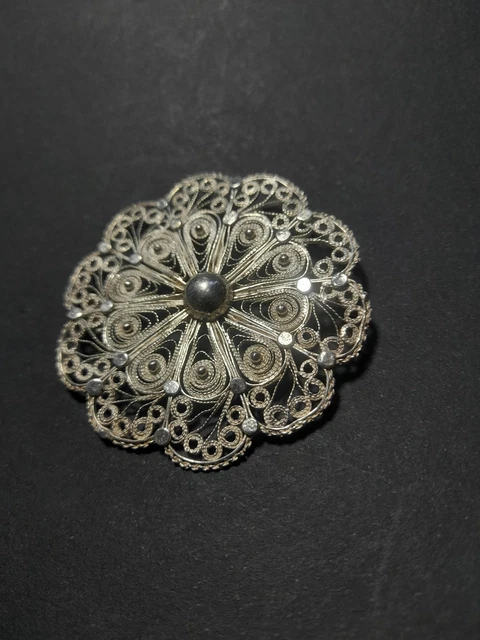 ANCIENNE BROCHE EN Argent Poincon Crabe Filigrane EUR 15,00 - FR
