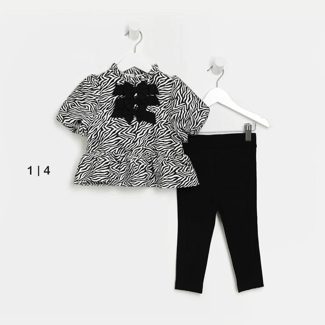 Baby girls river island mini zebra bow top outfit coord set. Age 2/3 years