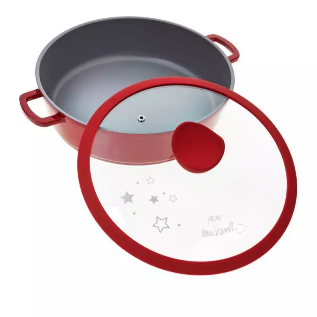 Food Network - Anne Burrell  4.3 QT Casserole Pan - Red - Cast Aluminum Cookware