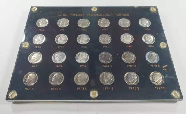 US Proof Roosevelt Dime Set 1950 - 1976-S in Plastic Capital Holder