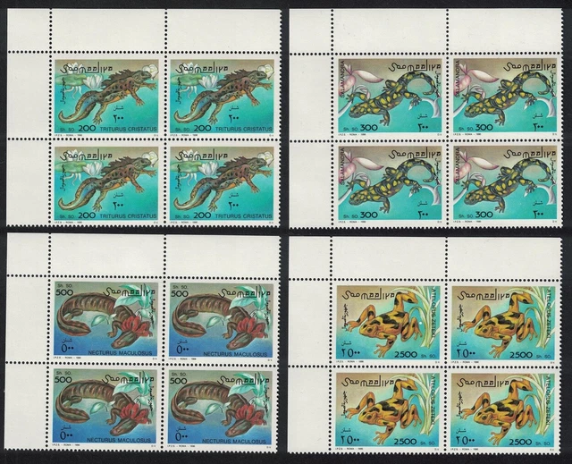 SOMALIA AMPHIBIANS 4V Corner Blocks of 4 1996 MNH MI#580-583 CV€40 ...