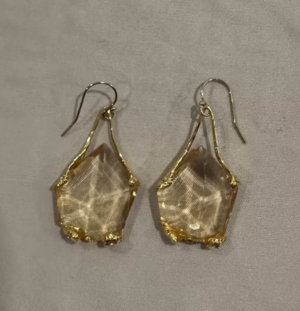 Alexis Bittar Miss Havisham Liquid Gold Collection Suspended Citrine Earrings