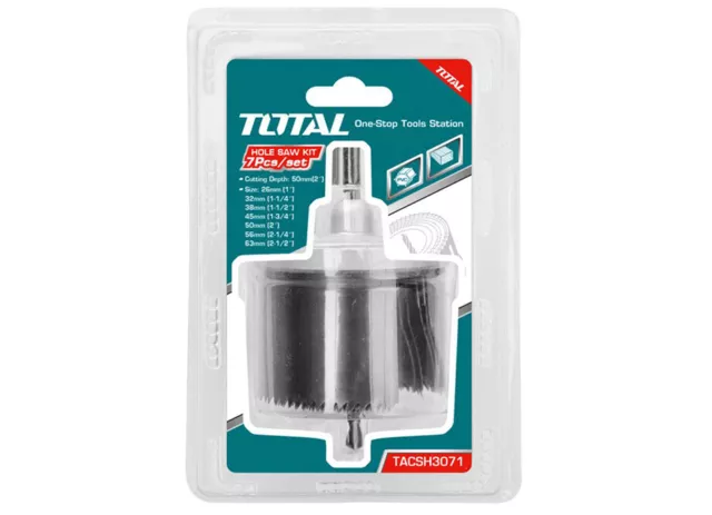 Juego 7 coronas 2" de corte para madera taladro Total Tools (26, 32, 45, 50, 56,