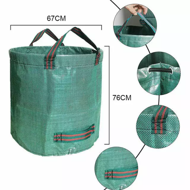 12x 272L Large Garden Waste Bag Leaf Rubbish Plant Grass Sack Reusable Carry Bag 2