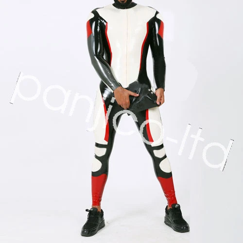 LATEX RUBBER COOL Catsuit Gentleman's Racing Tights Suits Full Body