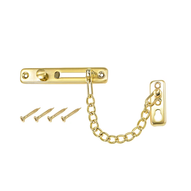 Chain Door Guard Lock Security Latch Lock with Spring Anti-Theft Press Lock Gold