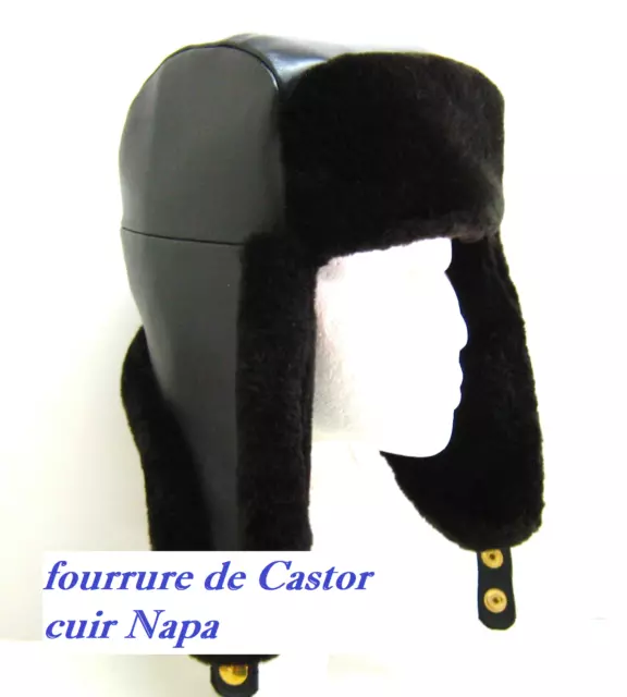 Fourrure de Castor - chapeau d'aviateur en cuir véritable pour hommes L