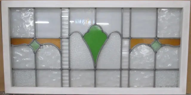 OLD ENGLISH LEADED STAINED GLASS WINDOW TRANSOM Pretty Abstract 40.25" x 20.5"