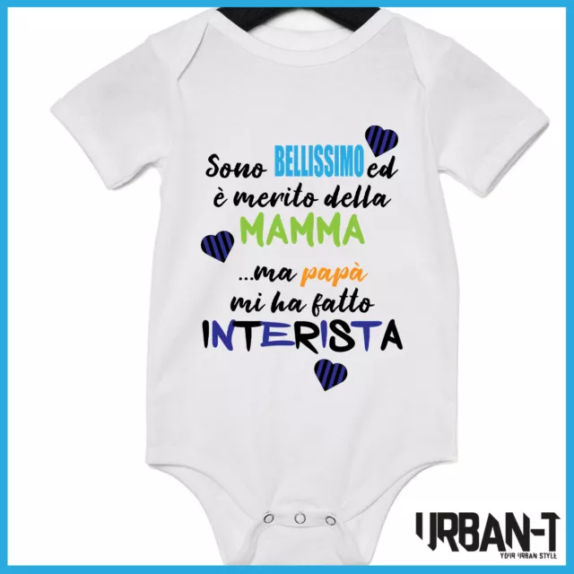 Body Neonato da Bambino Tifoso Inter Manica Corta per Idea Regalo Interista