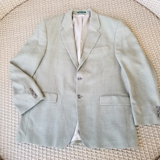 Ralph Lauren Wool Silk Blend Mens 42R Blazer Sport Coat Jacket Micro Houndstooth