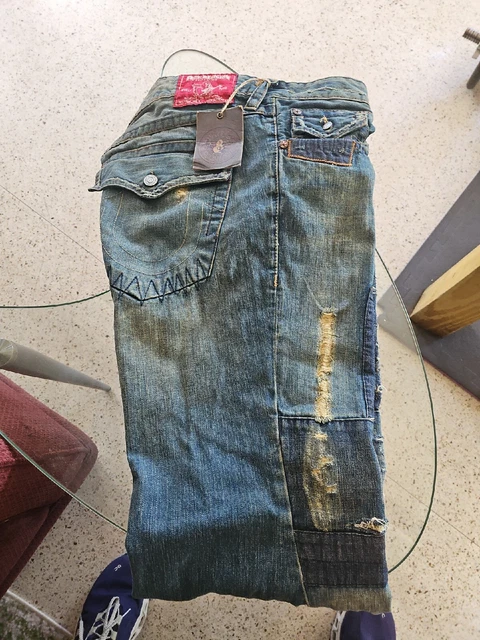 True Religion Men's Jeans Joey patchwork 40x34 NEW  AUTHENTIC Bell bottoms