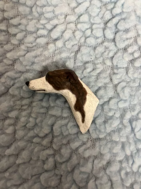 Vintage Whippet Greyhound Handpained Brooch