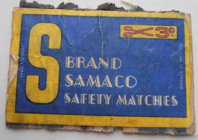 Brand Samaco Safety Matches Matchbox Label.