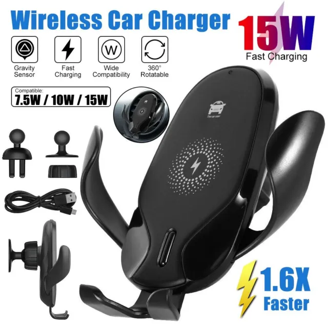 15W Qi Auto Wireless Charger Handy Halterung Induktions Ladegerät Clamping KFZ