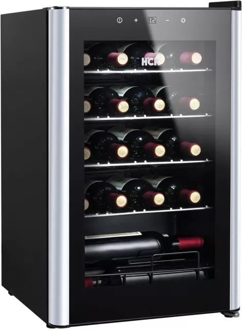 HCK 70L Wine Cooler Beverage Refrigerator,Fridge Cellar 4-22°C,For 24 Bottles