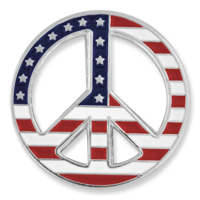 PinMart's American Flag Peace Sign Patriotic Enamel Lapel Pin