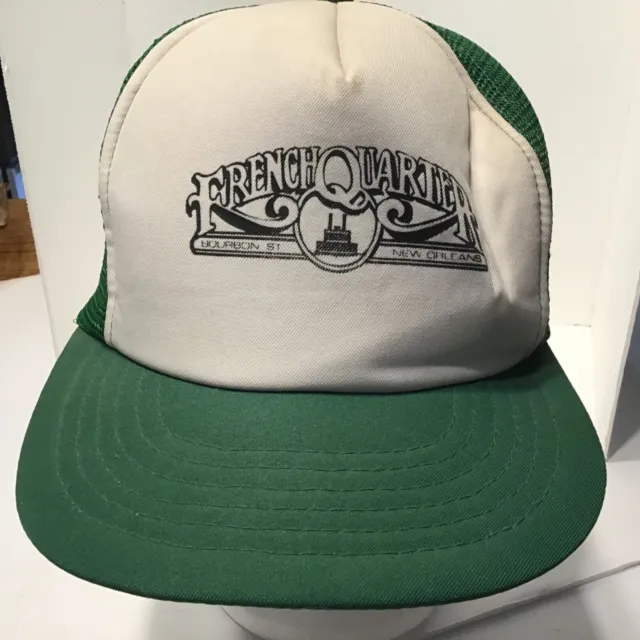 Vintage New Orleans French Quarter Bourbon Street Cap Snapback Hat Green Mesh