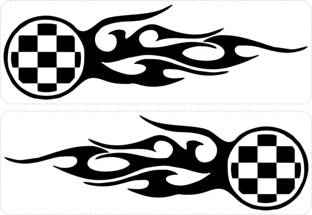 Set 2x aufkleber sticker auto motorrad zielflagge flamme jdm tuning