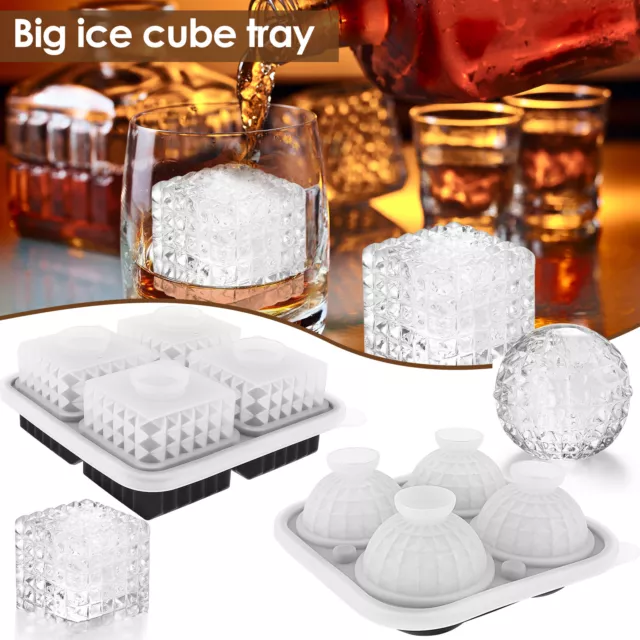 2 Pcs Whiskey Ice Cubes Mold with Lid Silicone Ice Cube Molds Large Ice teIDt