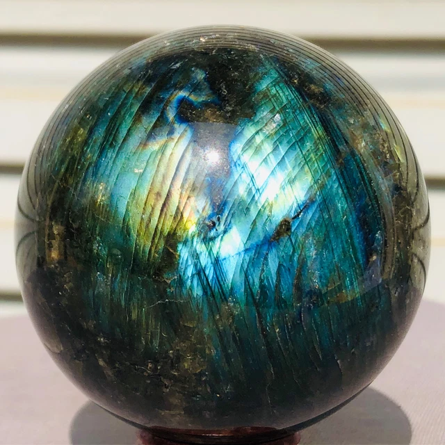 462g Natural labradorite ball rainbow quartz crystal sphere gem reiki healing