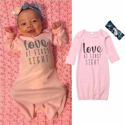 Newborn Neonato Baby Ragazze lettera Sleepwear Romper Tuta Body Abiti