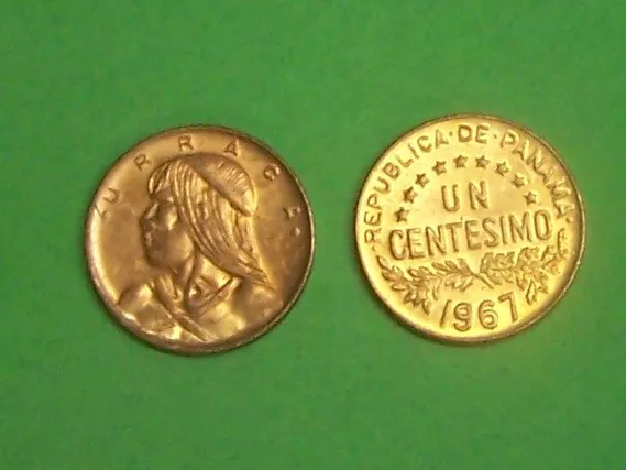 Panama  1967  Un Centesimo  Nice Red Au Coin  Km22