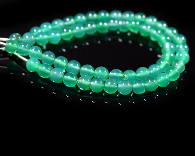 5-6MM A++ Earth Mine Green Onyx Smooth Round Untreated Gemstone 7" Loose Beads