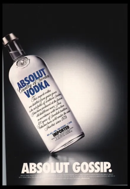2001 Absolut Gossip Vodka Bottle art-ORIGINAL Print ad / mini poster-