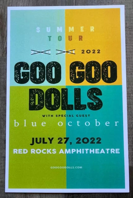 Goo Goo Dolls - Blue October 2022 Red Rocks 11x17 Promo Poster  Concert Handbill