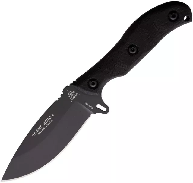 TOPS Silent Hero 4 Black Canvas Micarta 1095 Fixed Blade Knife + Kydex