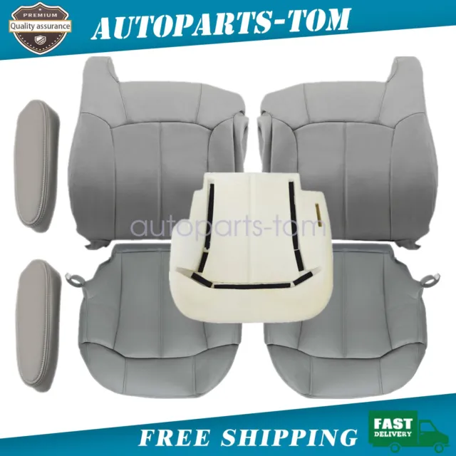 For GMC Sierra Chevy Tahoe 99-02  Front Seat Cover Pewter Gray & Foam Cushion