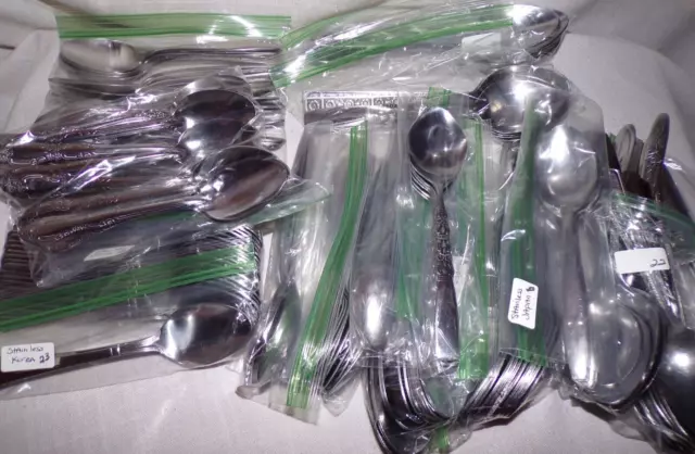 LOT of 156 Pcs Vintage MIXED STAINLESS Steel silverware  Spoons Flatware crafts