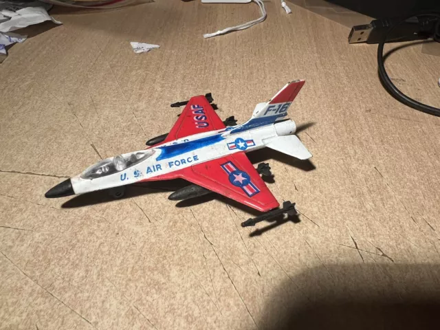 Vintage A203 Die-cast Metal U.S. AIR FORCE F-16 Airplane Plane Military Jet USAF