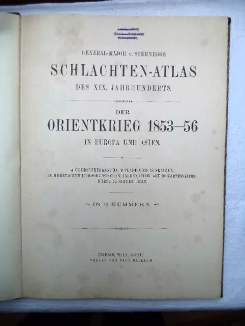 1890 ? - Gerneral Major v. Sterneggs  - Schlachten Atlas - 37 ,5 x  27,5 cm