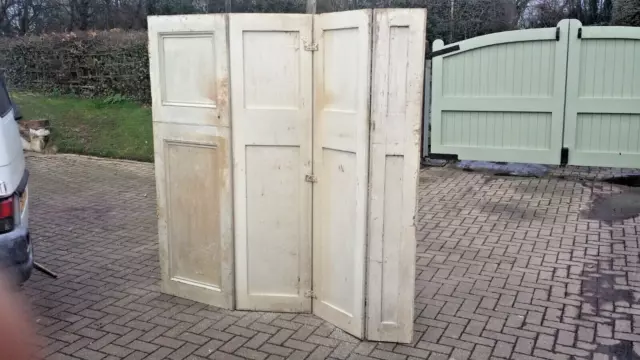 Antique Victorian Reclaimed Pine Hinged Shutter or Room Divider - Needs Cleaning