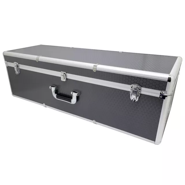 Large Long Silver Flight Storage Case Telescope Tool Box  Trunk Chest with Foam