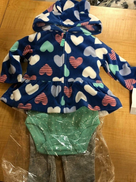 Baby GIRL Carter's HEARTS Microfleece Jacket, Bodysuit & Pants CHECK FOR SIZE