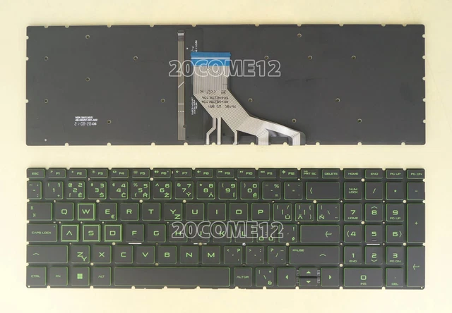 Tastiera Retroilluminata Verde Per HP Pavilion Gaming 15-ec0000 - Layout USA, Nera - Foto 3