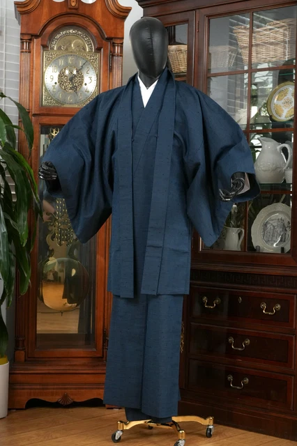 Dear Vanilla Japanese Silk Kimono/Haori Ensemble Set Men's Original Vintage Mint