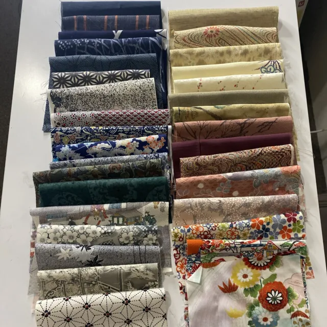 Vintage Japanese Silk Kimono Fabric Remnants, scraps, Quilting Lot 311 200g