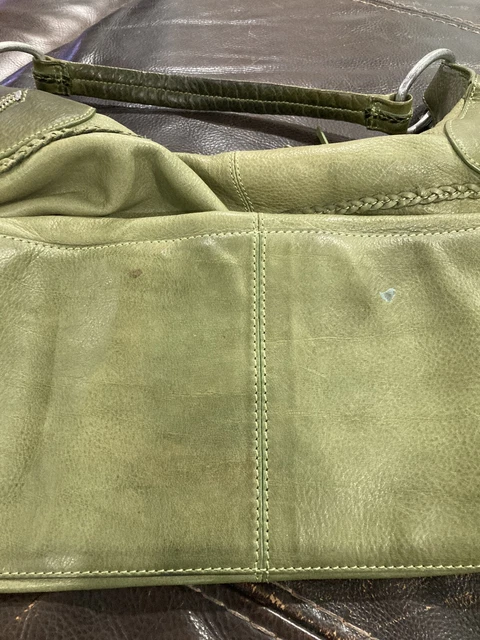 Sigrid Olsen Women's Green 100% Leather Shoulder Tote Bag Leopard Interior