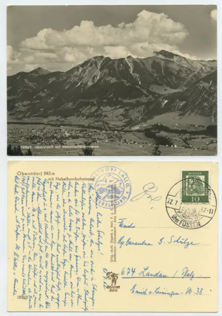 67362 - Oberstdorf with Nebelhornbahnstrasse - real photo - postcard, run 22.7.1962